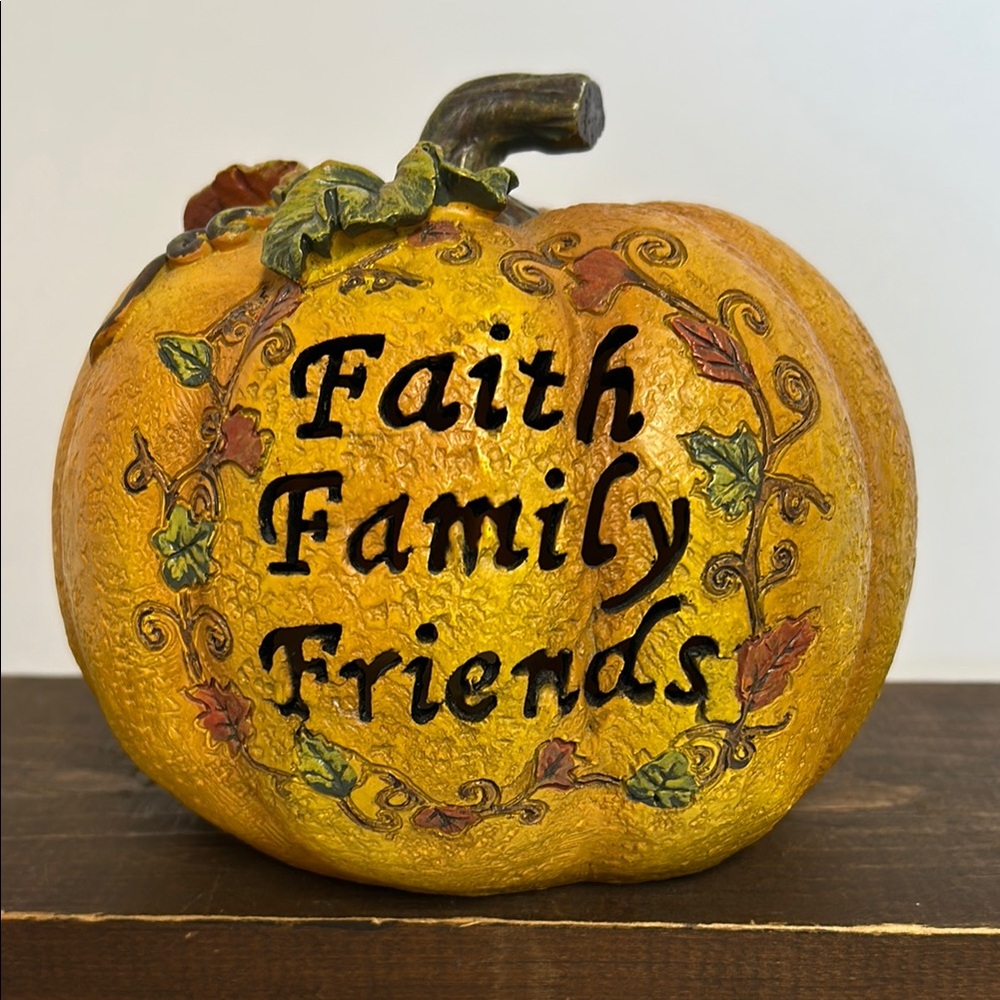 Collection Etc Light Up Fall Inspirational Indoor “Faith Family Friends” Pumpkin